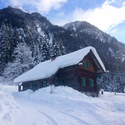 Waldhäuslhütte im Winter